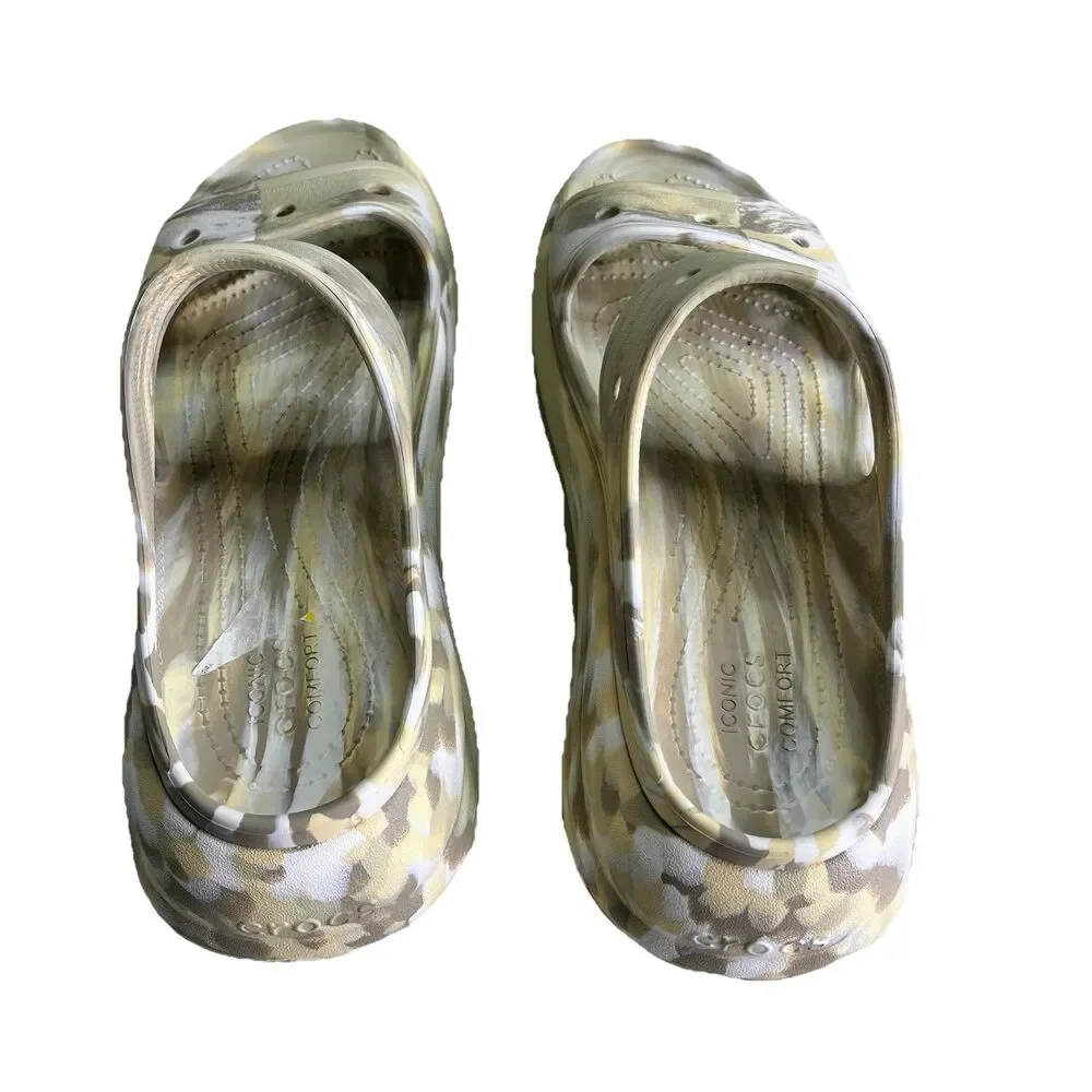 Crocs Unisex Adult Crush Marble Platform Double Strap Slides Sz Men 10 Women 12